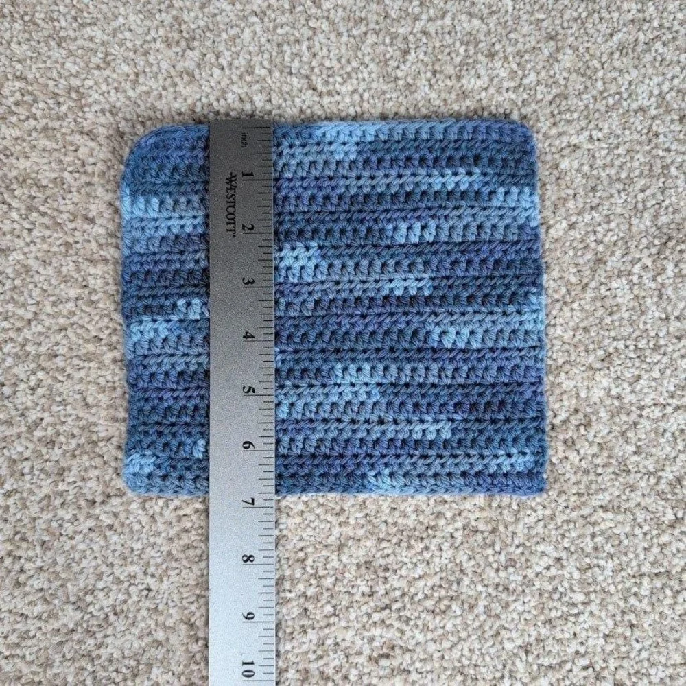 Handmade Crochet Washcloth Face Cloth Blue Camo Variegated‎ Cotton Kitchen Bath